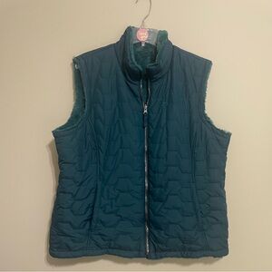 Free Country Women's Quilted Vest in Deep Teal Size XXL Reversible